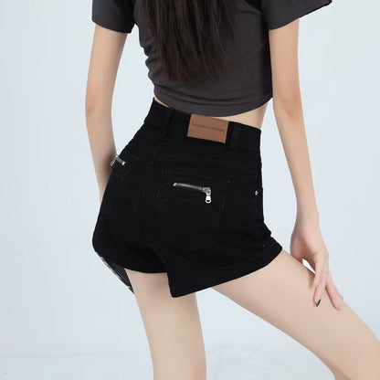 Mid Waist Denim Shorts