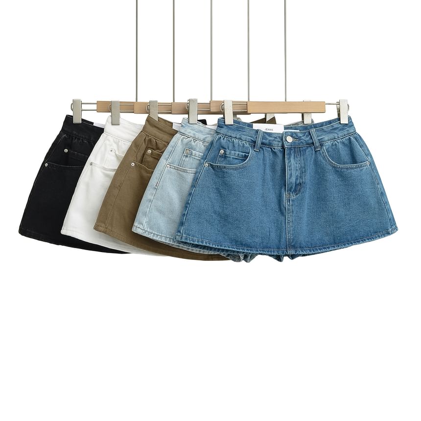Mid Rise Denim Skort
