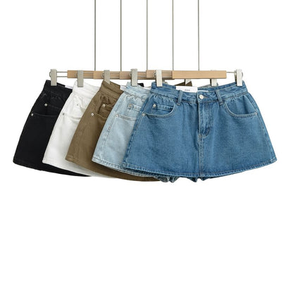 Mid Rise Denim Skort