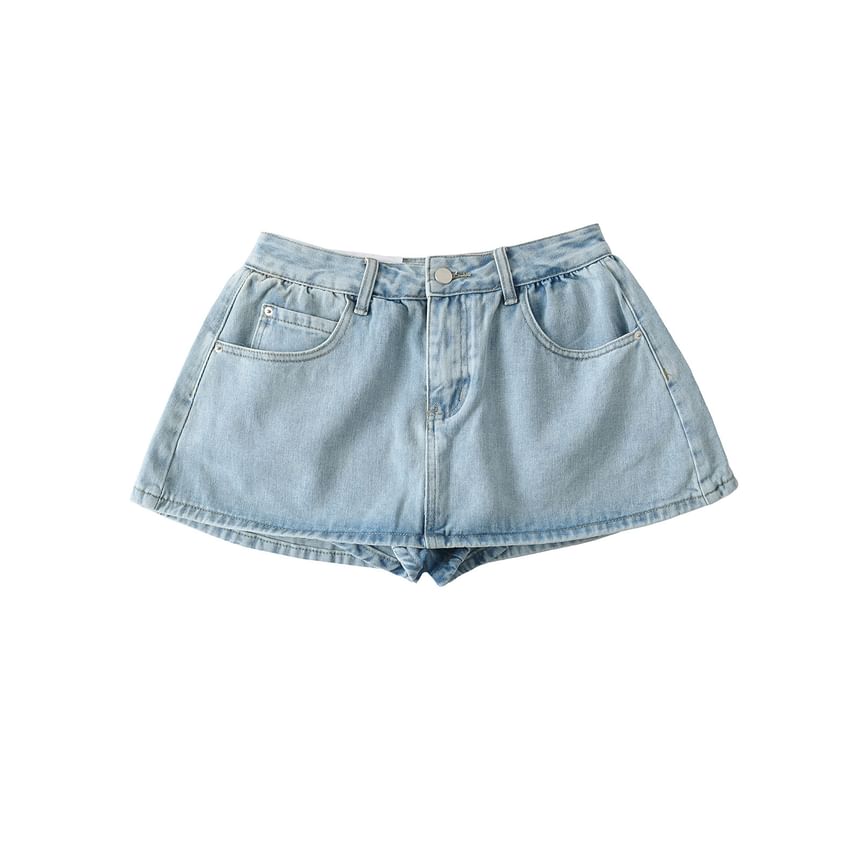 Mid Rise Denim Skort