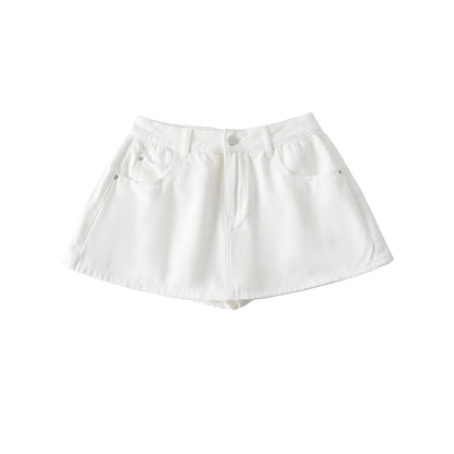 Mid Rise Denim Skort