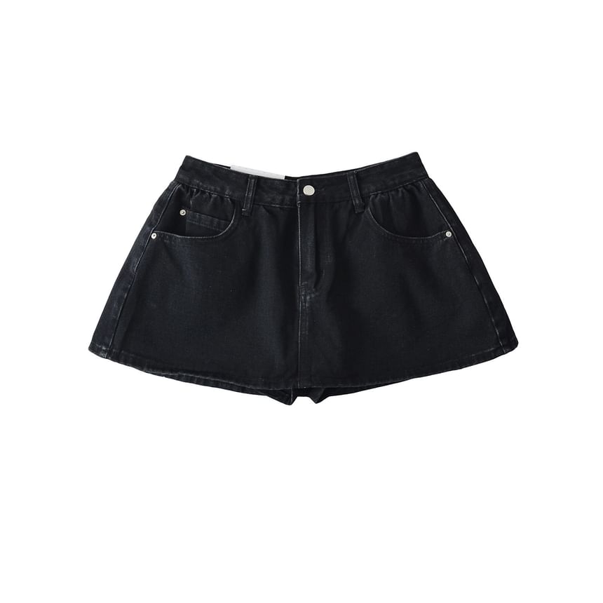 Mid Rise Denim Skort