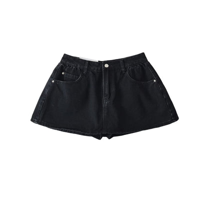 Mid Rise Denim Skort