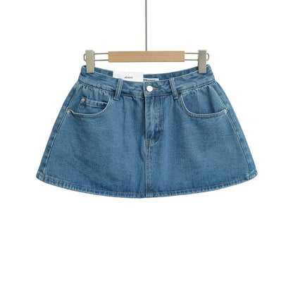 Mid Rise Denim Skort