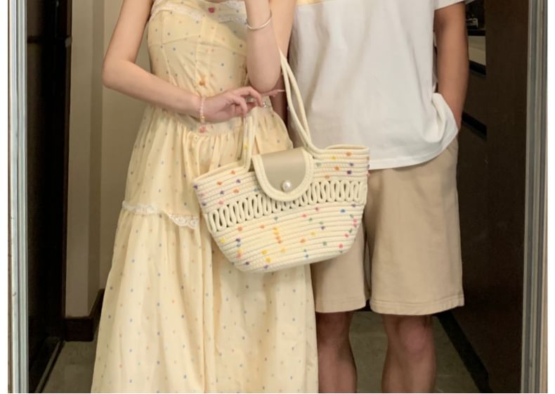 Matching Dotted Lace Midi Dress & Crop Cardigan Set