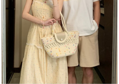 Matching Dotted Lace Midi Dress & Crop Cardigan Set