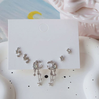 of Set Star 3 Rhinestone Earring Pairs: