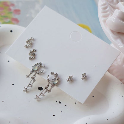 of Set Star 3 Rhinestone Earring Pairs: