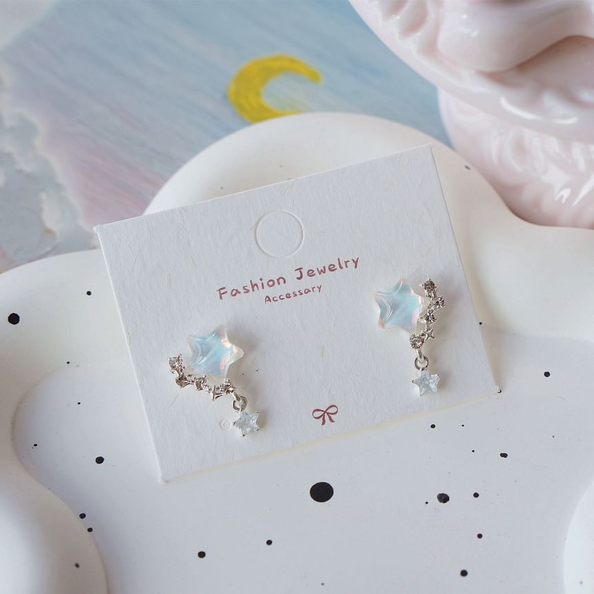 / Drop Crescent Star Earring