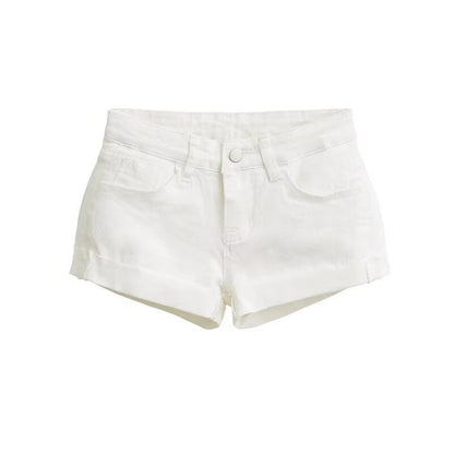Low Rise Washed Frayed Denim Hot Pants