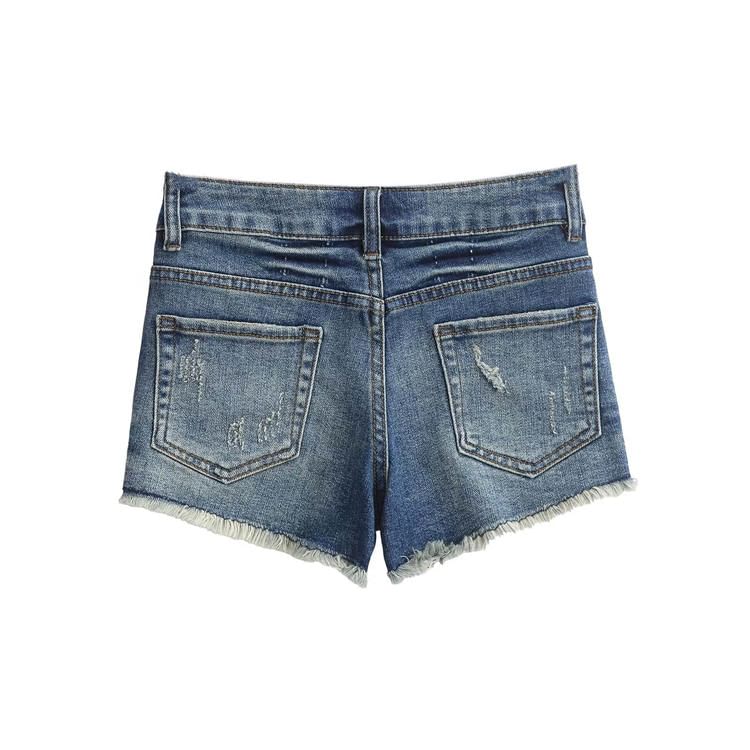 Low Rise Washed Frayed Distressed Denim Hot Pants