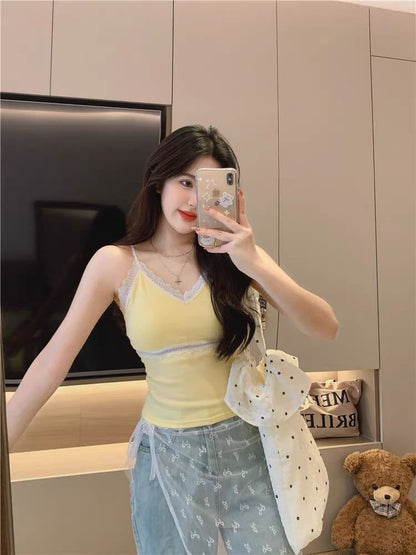 Padded Lace Trim Camisole Top