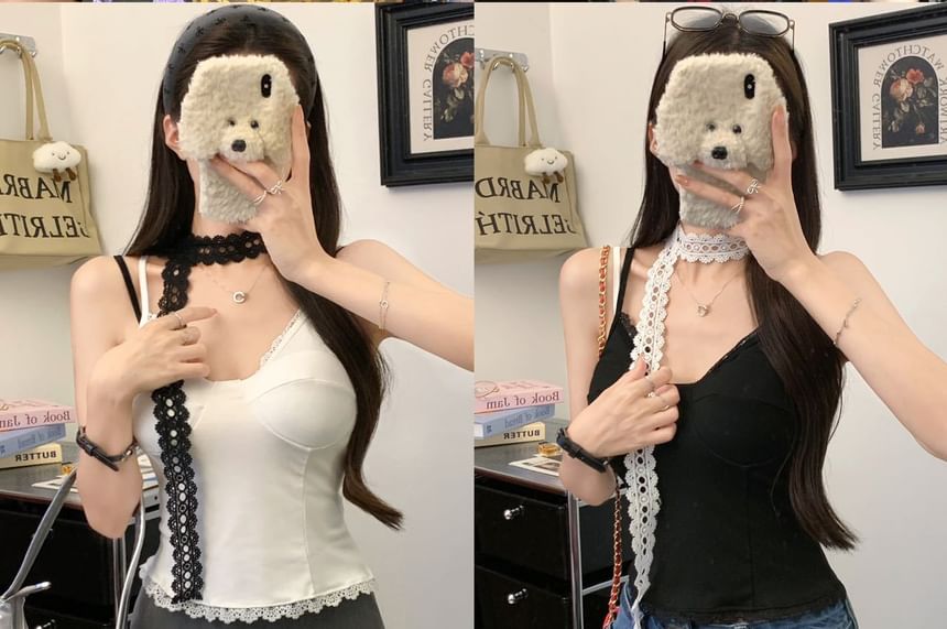 V-Neck Lace Trim Camisole