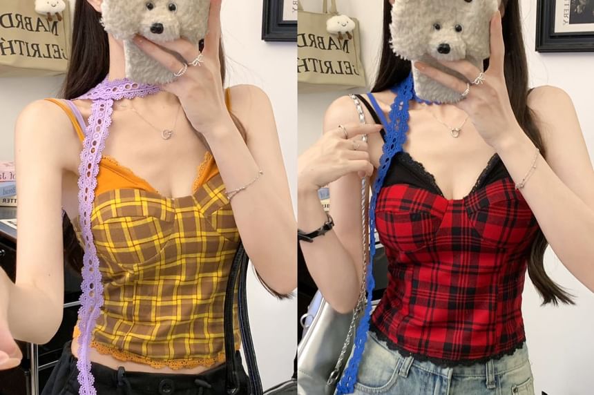 V-Neck Lace Trim Camisole
