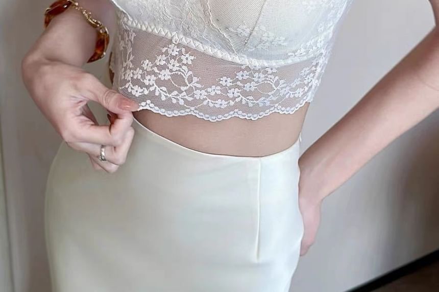 Sheer Lace V-Neck Bra Top