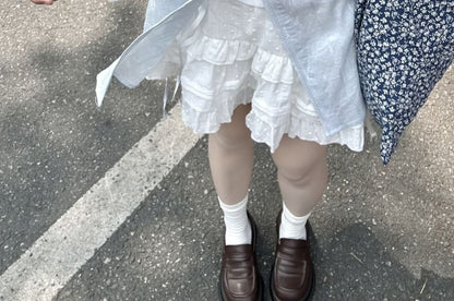 Plain Lace Trim Light Jacket Shirt