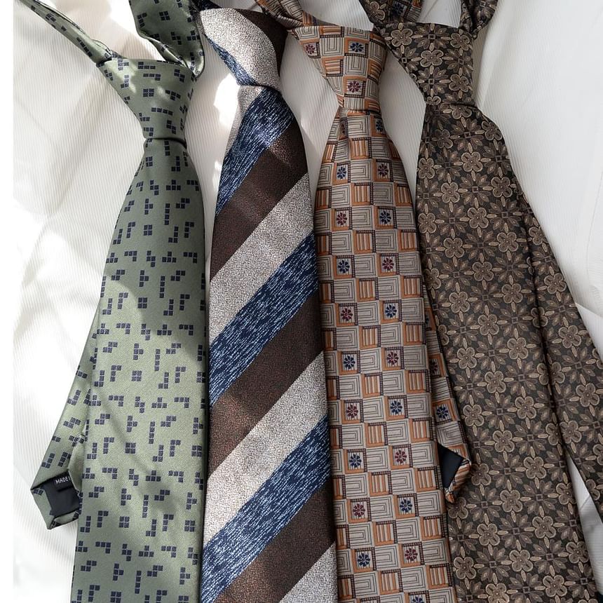 Set:  Neck Tie + Pocket Square + Tie Clip + Cufflinks (Various Designs)