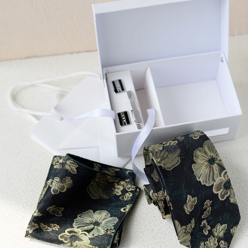 Jacquard Neck Tie / Pocket Square / Tie Clip / Cufflinks / Set (Various Designs)