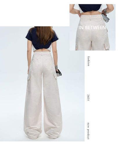 High Rise Plain Baggy Cargo Pants (Various Designs)
