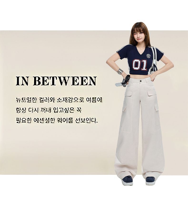 High Rise Plain Baggy Cargo Pants (Various Designs)