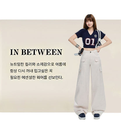 High Rise Plain Baggy Cargo Pants (Various Designs)