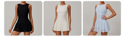 Sleeveless Crew Neck Lace Mini A-Line Sports Dress