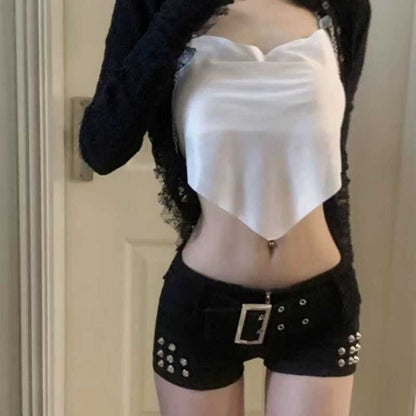 Buckled Waist Denim Hot Pants