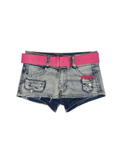 Low Rise Denim Mini Skort