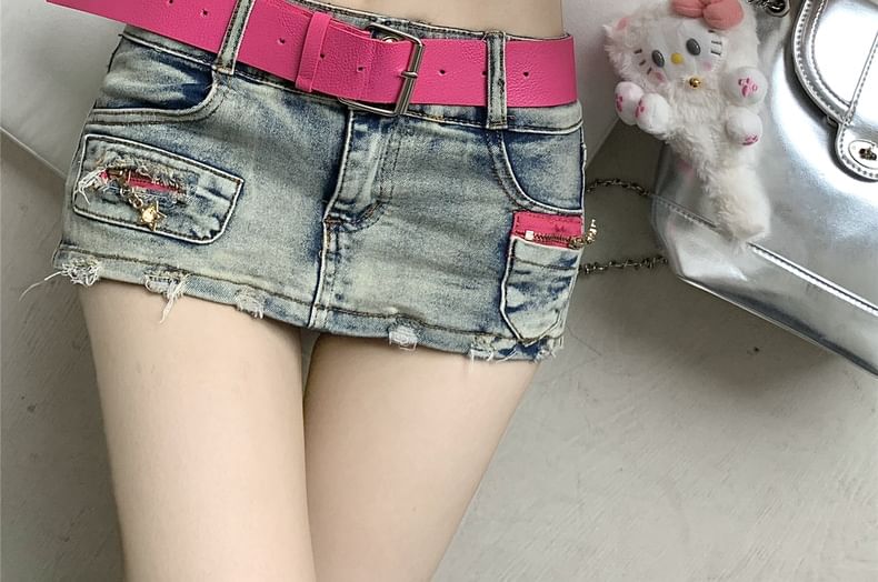 Low Rise Denim Mini Skort
