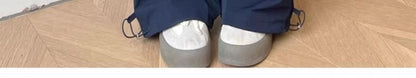 Elastic Waist Plain Drawstring Hem Wide Leg Cargo Pants