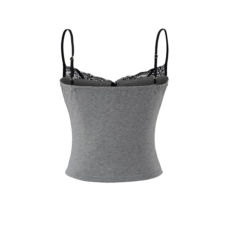 Lace Trim Zip-Up Cami Top