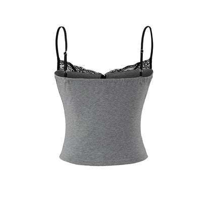 Lace Trim Zip-Up Cami Top