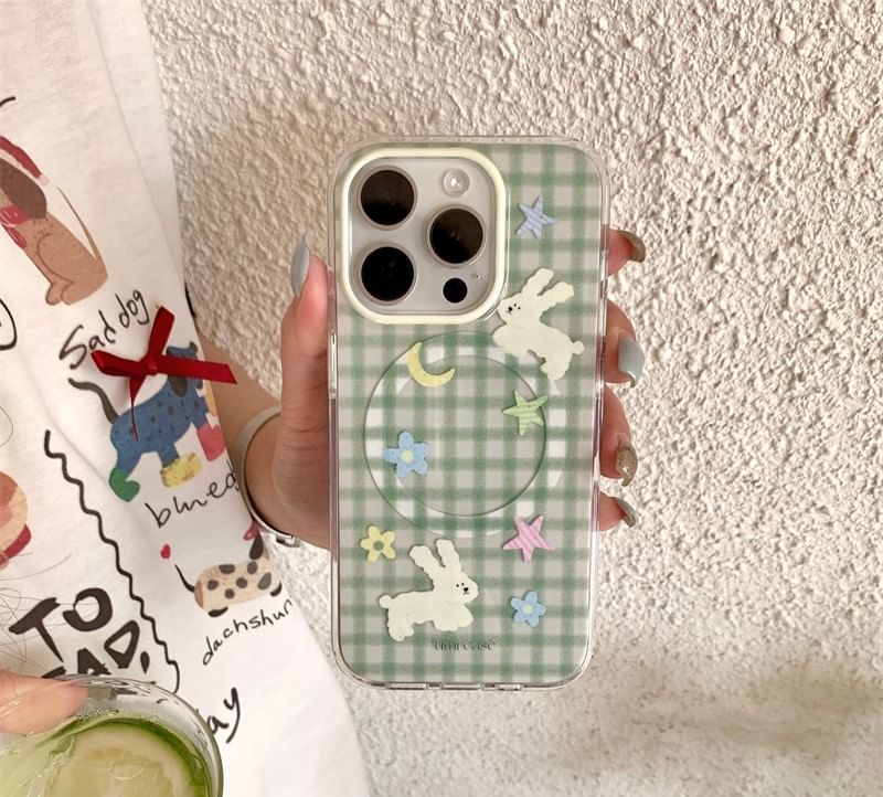 Plaid Case Rabbit Phone