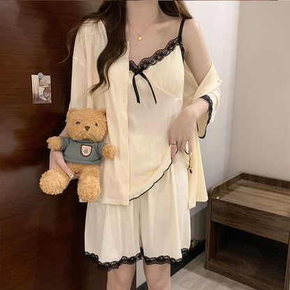Lace Trim Padded Camisole & Shorts Pajama Set