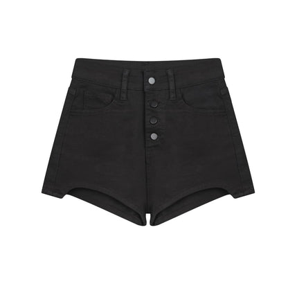 Mid Rise Washed Asymmetrical Denim Hot Pants