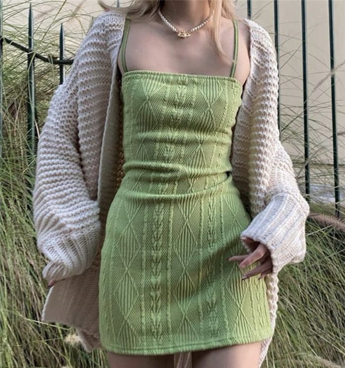 Spaghetti Strap Plain Mini Bodycon Dress
