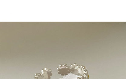 Open Ring Enamel Daisy 925 Sterling Silver