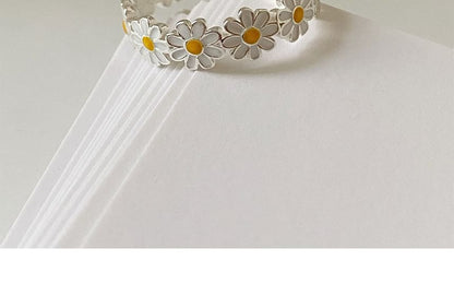 Open Ring Enamel Daisy 925 Sterling Silver