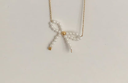 Sterling Necklace Bow Beaded 925 Silver