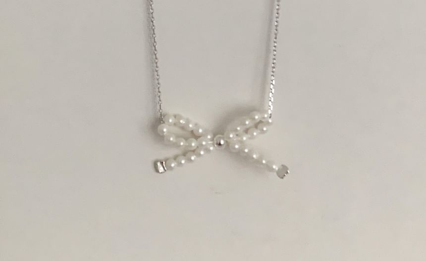 Sterling Necklace Bow Beaded 925 Silver