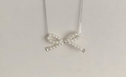 Sterling Necklace Bow Beaded 925 Silver