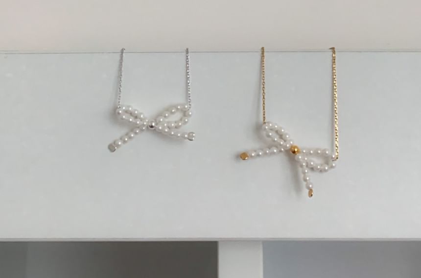 Sterling Necklace Bow Beaded 925 Silver