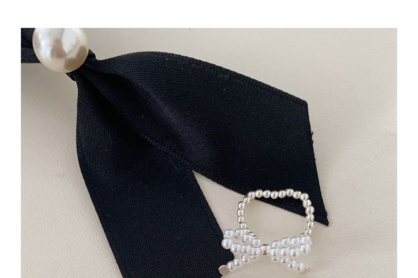 Silver Bow Beaded Ring Sterling 925 Elastic