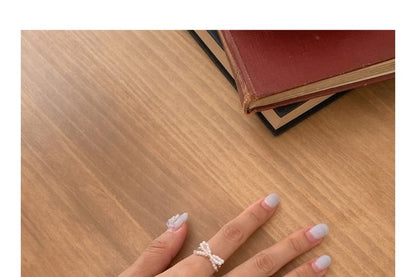 Silver Bow Beaded Ring Sterling 925 Elastic