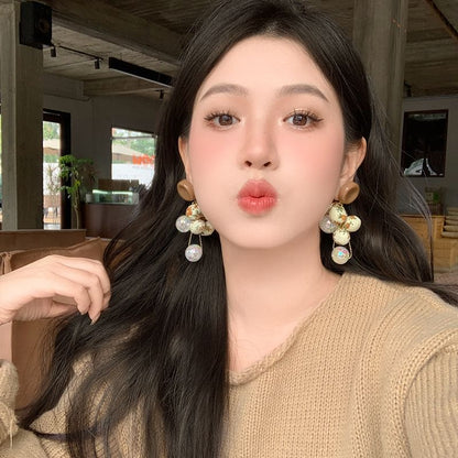 Floral Drop Print Beaded Earring Fabric