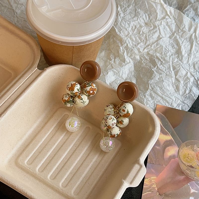 Floral Drop Print Beaded Earring Fabric