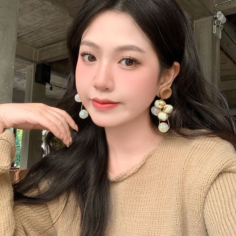 Floral Drop Print Beaded Earring Fabric