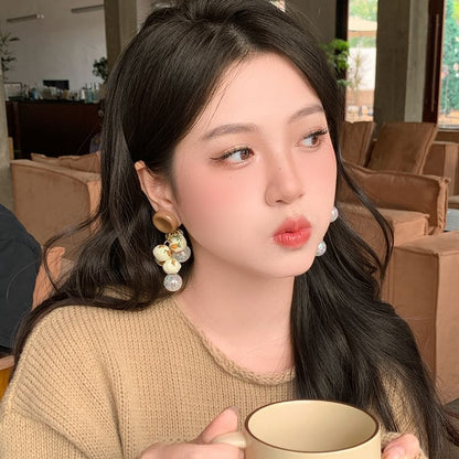 Floral Drop Print Beaded Earring Fabric