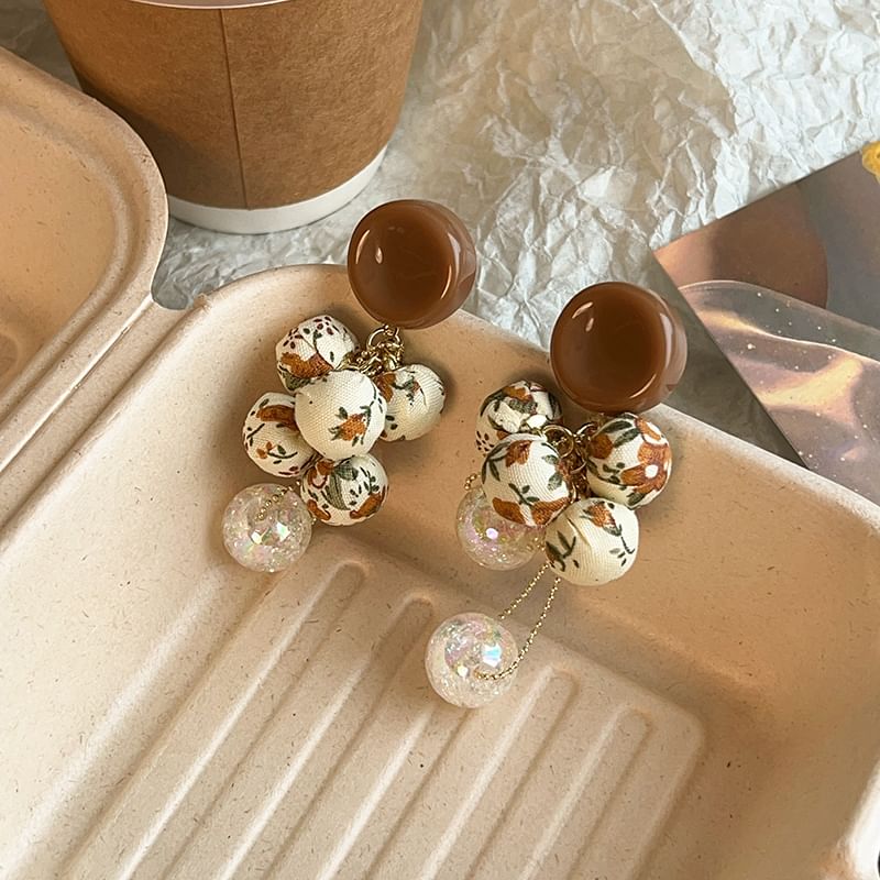 Floral Drop Print Beaded Earring Fabric