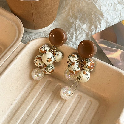 Floral Drop Print Beaded Earring Fabric